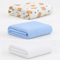 KASSY POP Kids Muslin Cotton Bath Towel, Blanket, Swaddle,105 X 105 cm - Pack of 3 (Blue, White and Bear)