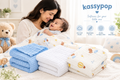 KASSY POP Kids Muslin Cotton Bath Towel, Blanket, Swaddle,105 X 105 cm - Pack of 3 (Blue, White and Moon)