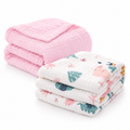KASSY POP Kids Muslin Cotton Bath Towel, Blanket, Swaddle,105 X 105 cm - Pack of 2 (Pink and Forest)