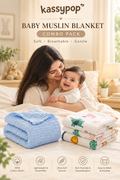 KASSY POP Kids Muslin Cotton Bath Towel, Blanket, Swaddle,105 X 105 cm - Pack of 2 (Blue and Forest)
