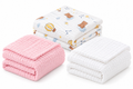 KASSY POP Kids Muslin Cotton Bath Towel, Blanket, Swaddle,105 X 105 cm - Pack of 3 (Pink, White and Moon)