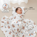KASSY POP Kids Muslin Cotton Bath Towel, Blanket, Swaddle,105 X 105 cm -  Teddy Balloon
