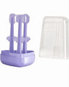 Kassy Pop Silicone Toothbrush Set For Baby Tongue Cleaner With Brushes Holder Case, 360° Toothbrush For Oral Care Hygiene, Set Of 3 - Purple