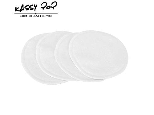 KASSY POP Organic Bamboo Breastfeeding Pads Washable, Reusable, Leak-Proof, Round Shaped, Large (12 cm), Best Nursing Pad for Lactating Moms, Pack of 4