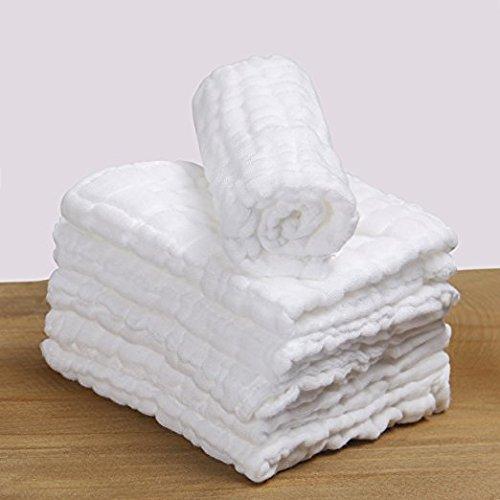 Square Muslin Baby Towels Square Wipes, 10x10-inches, 0-18 Months (White) - Pack of 5