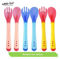 Kassy Pop Curated Just for You Silicone Temperature Sensitive Baby Spoon and Fork Set -Baby Training Tableware for Introducing Your 12 Months+ Infant Or Toddler to Self-Feeding and Solid Food