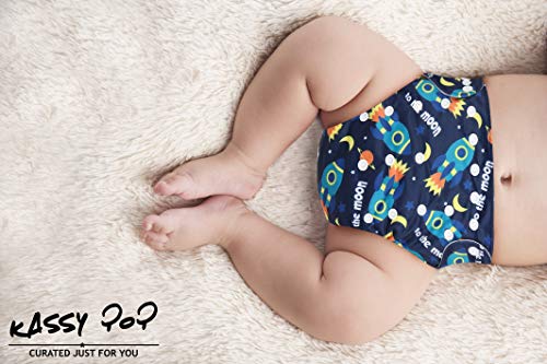 Kassy POP 3 in 1 Pocket Polyester Cloth Diaper for Babies with One Piece 3 Layer Microfiber Insert, Free Size, Reusable (0-36 Months)