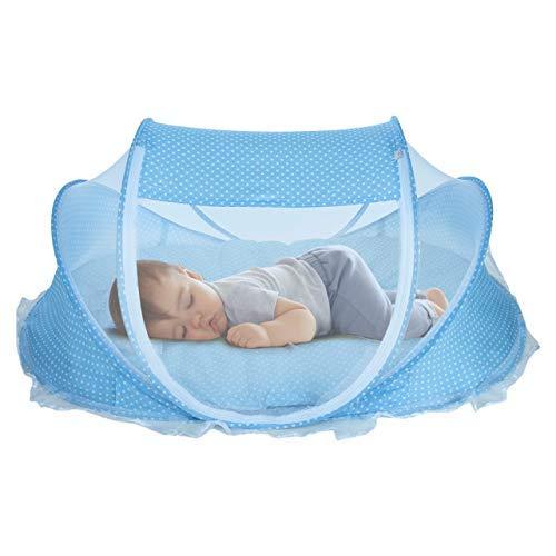 KASSY POP CURATED JUST FOR YOU Thick and Comfortable Cotton Protective Baby Bedding with a Mosquito Net, Pillow for Baby Boys and Girls (Blue, 0-24 Months)