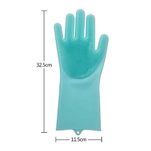 Multi-use Latex Free Silicon Scrubber Gloves for Dishwashing, Pet Grooming, Car Cleaning, Great for Protecting Hands During Washing, Heat Resistance Kitchen Gloves (Multi-Colour, 1 Pair)