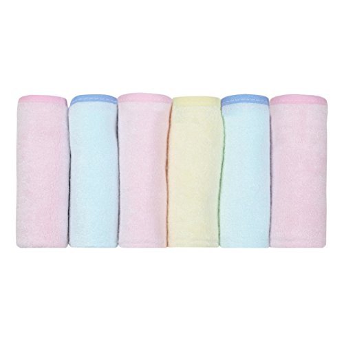 KASSY POP CURATED JUST FOR YOU Baby Square Cotton Organic Bamboo Absorbent Reusable Face Towels, 10x10 Inches/0-18 Months (Multicolour) - Pack of 6