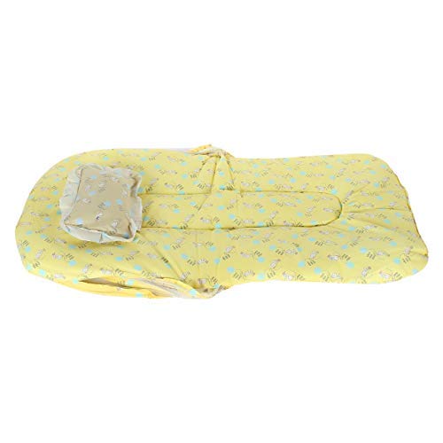 KASSY POP CURATED JUST FOR YOU Protective Baby Thick and Comfortable Cotton Bedding with a Pillow and Mosquito Net for Baby Boy's and Baby Girl's (Yellow, 0-24 Months)