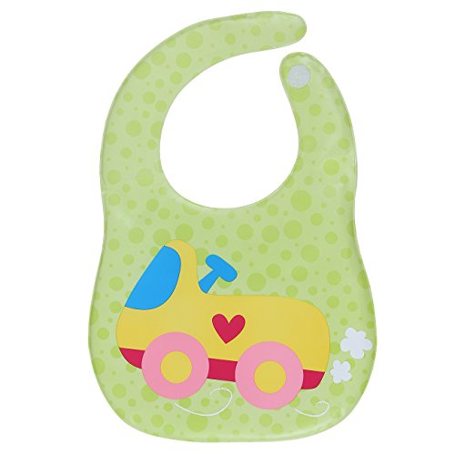 Square Waterproof Plastic Bib, Soft Fabric, Reusable, Unisex, Free Size wi Comfort-Fit Velcro Closure, BPA Free, Best Gifting Option for Baby Showers, Baby Registry for Baby Boys & Baby Girls, Green