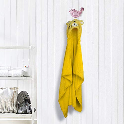 Kassy Pop Plush Organic Microfiber Fleece Soft and Super Absorbing Animal Hooded Baby Bath Towels with Blanket (Yellow, 30x40-inch, 0-2 Yrs)