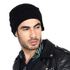 KASSY POP Men's Square Soft Acrylic Wool and with Pashmina Knitted Stretchy Beanie Cap (Black, Free Size)