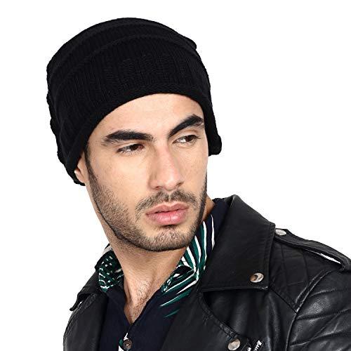 KASSY POP Men's and Women's Knitted Winter Acrylic Wool with Pashmina Beanie Cap (Brown and Black) -Set of 2