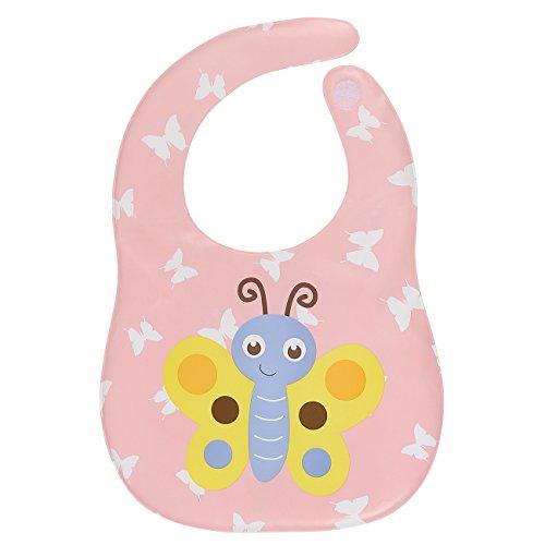 Square Waterproof Plastic Bib, Soft Fabric, Reusable, Unisex, Free Size wi Comfort-Fit Velcro Closure, BPA Free, Best Gifting Option for Baby Showers, Baby Registry for Baby Boys & Baby Girls, Pink