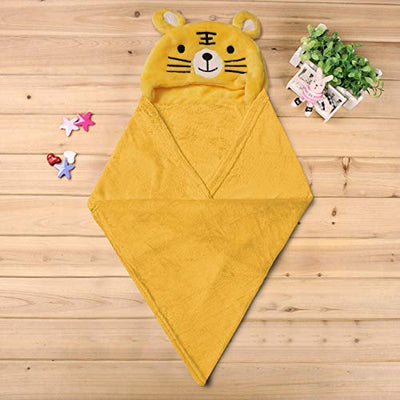 Kassy Pop Plush Organic Microfiber Fleece Soft and Super Absorbing Animal Hooded Baby Bath Towels with Blanket (Yellow, 30x40-inch, 0-2 Yrs)