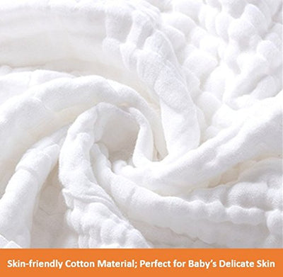 KASSY POP Kids Muslin Cotton Bath Towel, Blanket, Swaddle,105 X 105 cm, White