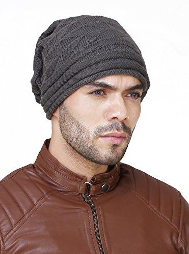 KASSY POP CURATED JUST FOR YOU Unisex Knitted Acrylic Wool with Pashmina Beanie Cap (Dark Grey, Free Size)