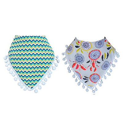 Kassy Pop Baby Bandana Drool Bibs. Adjustable Size, Soft Material, Super Adsorbing, Pack of 2