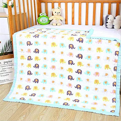 Kassy Pop Printed 6 Layer Bamboo Muslin Blanket Cum Swaddling Towel for Toddler Baby/AC Quilt/Multi-Purpose Blanket - (110cm x 110cm)