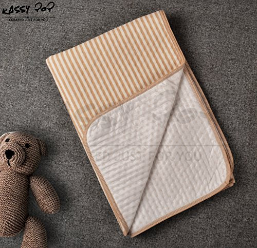 Waterproof Baby Bed Pads, Mattress Protector. Soft and Lightweight with Soft Cotton Surface (Brown-Cream)