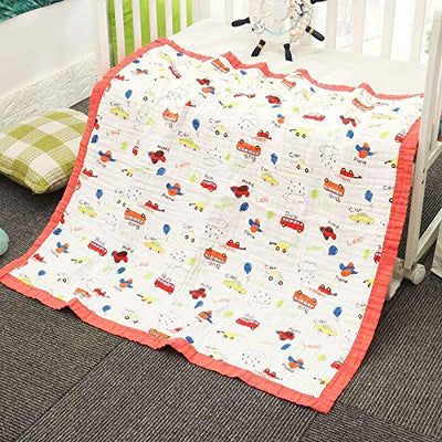 Kassy Pop Printed 6 Layer Bamboo Muslin Blanket Cum Swaddling Towel for Toddler Baby/AC Quilt/Multi-Purpose Blanket - (110cm x 110cm)