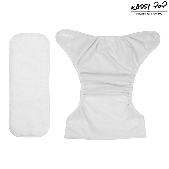 Kassy POP 3 in 1 Pocket Polyester Cloth Diaper for Babies with One Piece 3 Layer Microfiber Insert, Free Size, Reusable (0-36 Months)