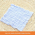 Premium Blue Baby Muslin Towels cum Square Wipes – Muslin Baby Washcloths, Premium Reusable Wipes, Cotton Muslin Squares, Super Absorbent, Extra soft to Baby Delicate Skin, 10x10 inches, Pack Of 5 (0-18 Months)