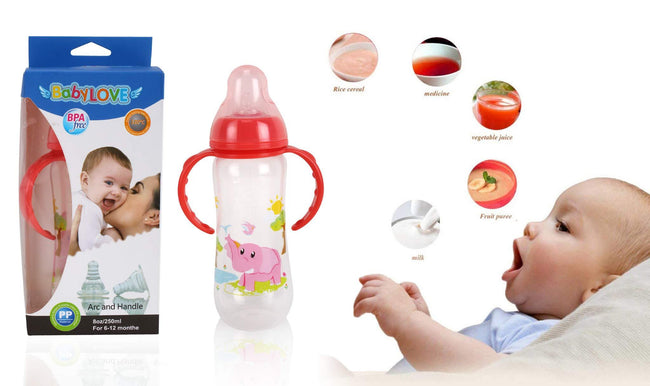 KASSY POP Natural Feeding Bottle for Baby Boys and Girls (Red) -250 ml
