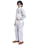 SQUARE Boys' Festival Collection Cotton Linen Kurta Pyjama Set with Designer Waist Jacket - White