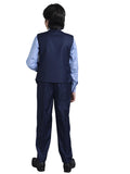 SQUARE Kids Western Wear 3 Piece Suit Set with Tie, Shirt, Trousers and Waistcoat - Navy Blue