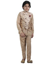SQUARE Boys' Cotton Linen Kurta Pyjama Set with Digital Print Golden Waist Jacket